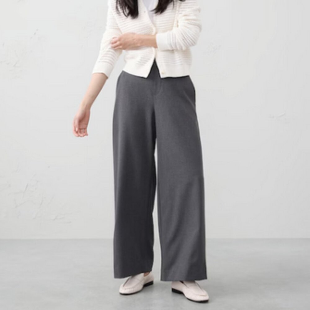 Banana Republic Petite Hayden Wide Leg Pant in Dark Charcoal Heather